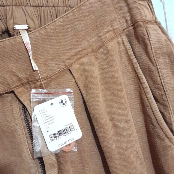 NWT Free People Cool Harbor Wide Leg Pants Brown Sand Sz Large - Picture 5 of 7